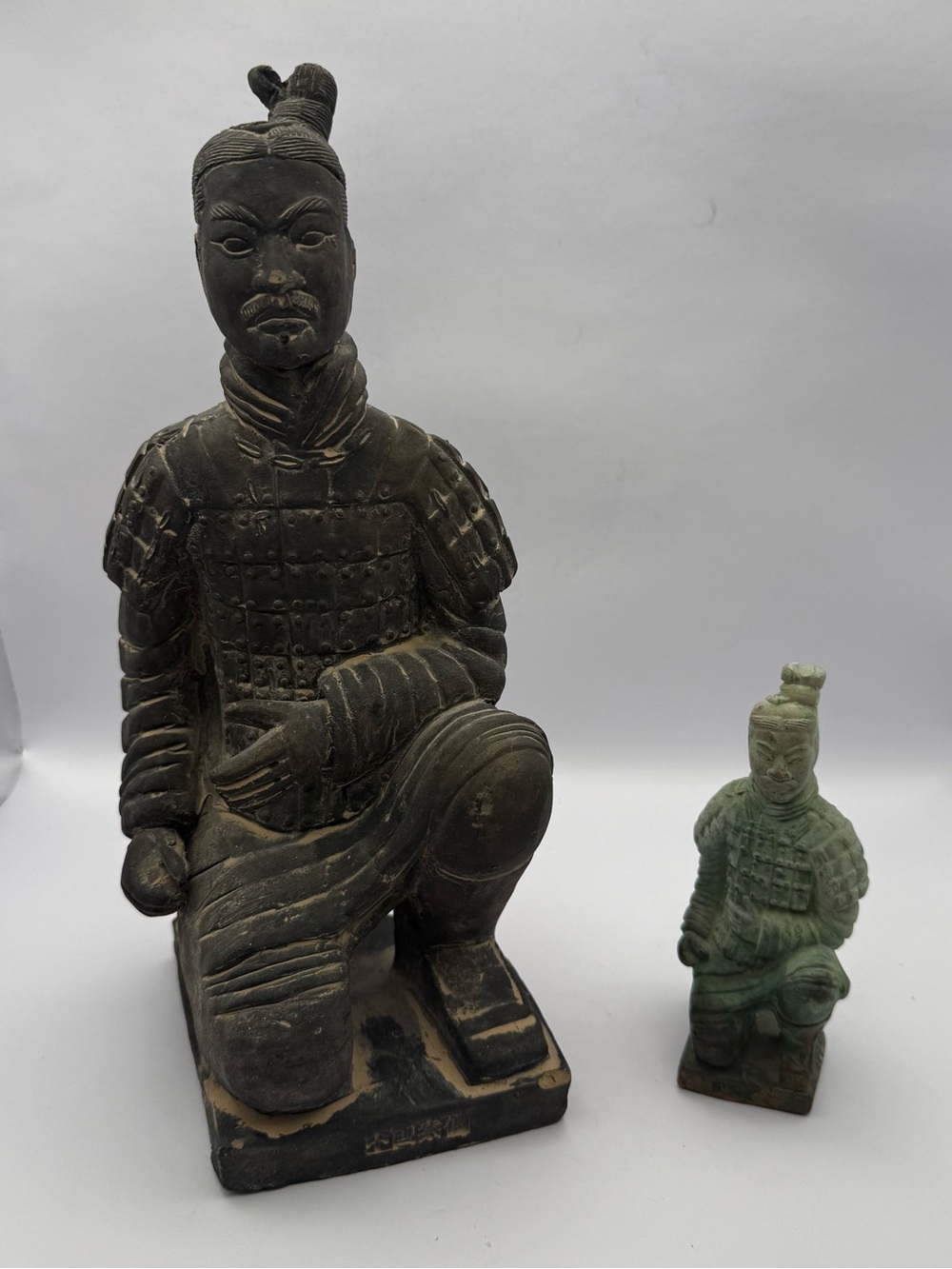 Terracotta 10” & 5” Army Replica Statues Chinese Soldier Warrior Kneeling